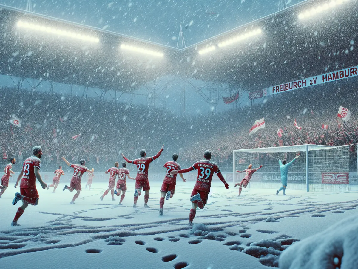 Friburgo trionfa 2-1 sull'Amburgo in una sfida nevosa